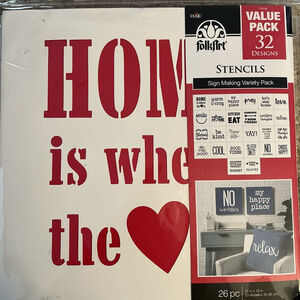 FolkArt 12x12 Stencil Set 32 Designs Sign Making DIY Crafts